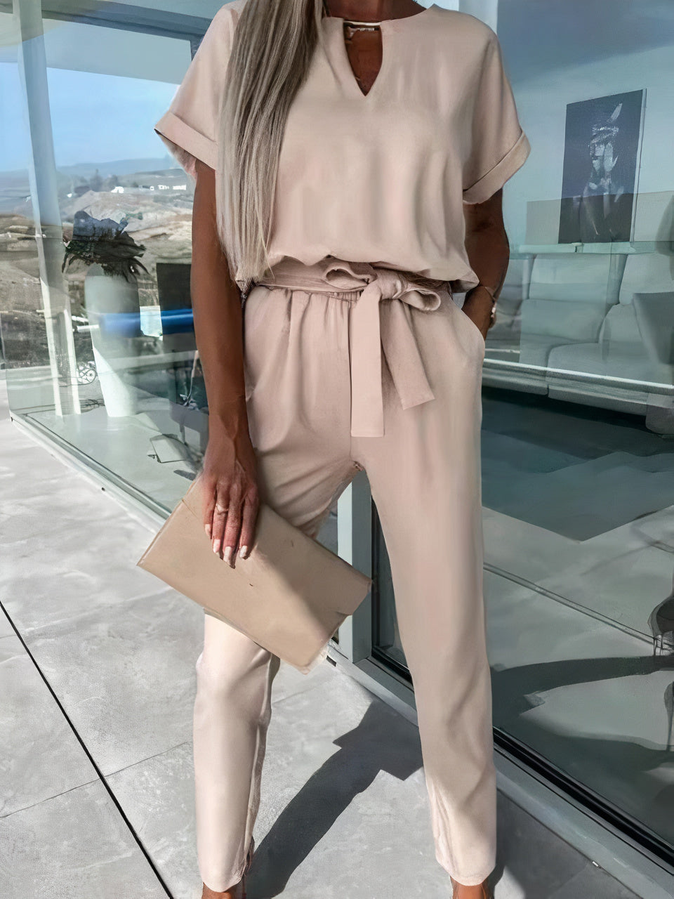 V-Ausschnitt Jumpsuit - Cam