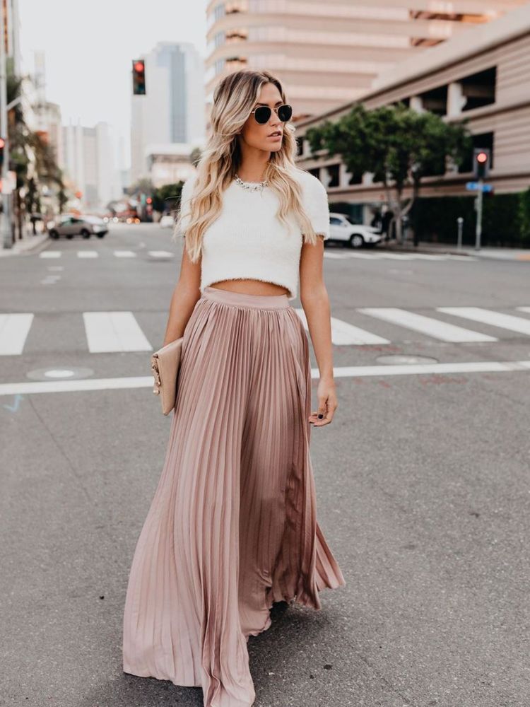 Stylish Pleated Maxi Skirt - Cazzi