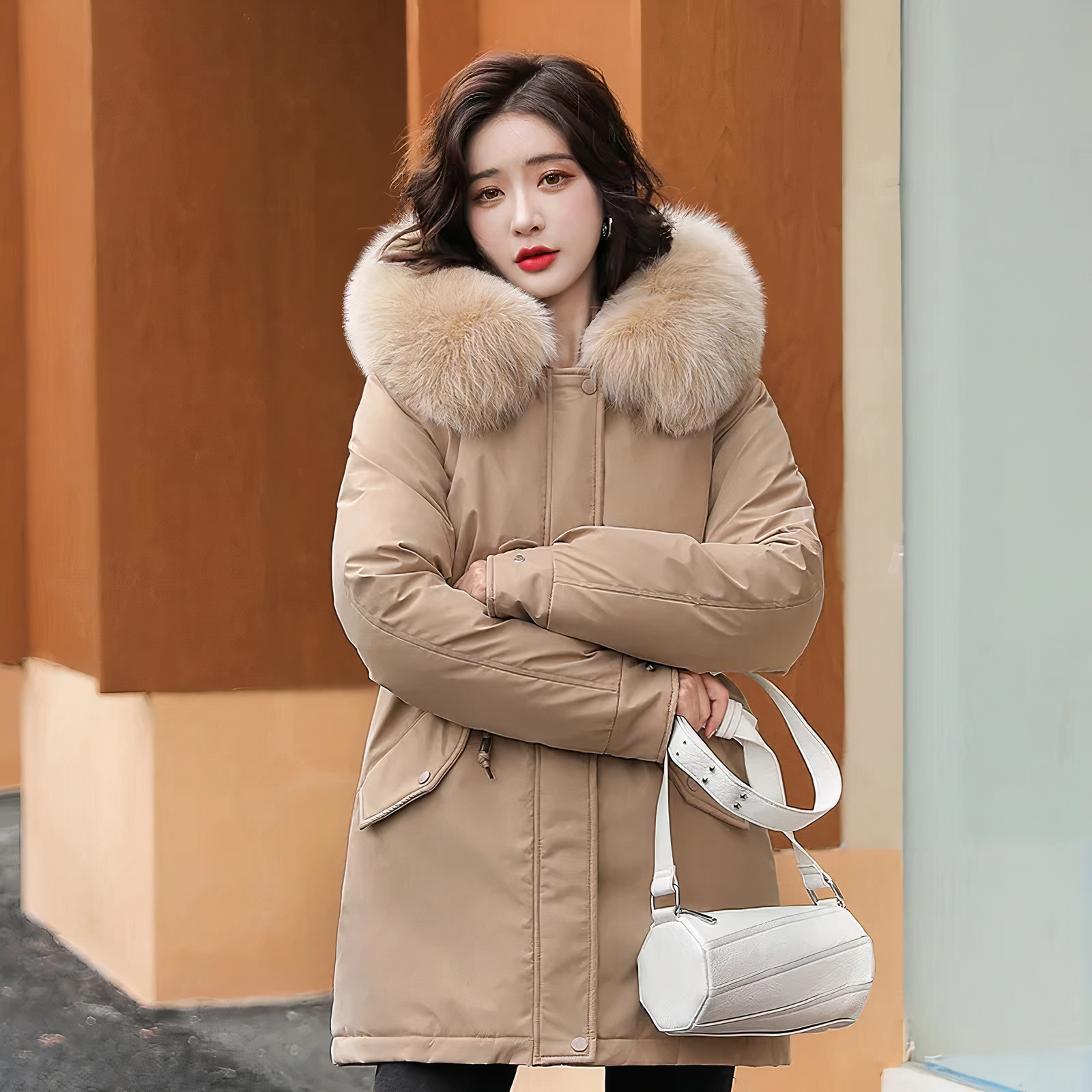 Stylischer Parka mit Fellkragen – Cora