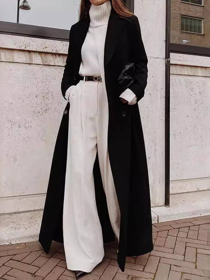 Krohn-e | schwarze Überjacke - eleganter Mantel mit geräumigen Taschen