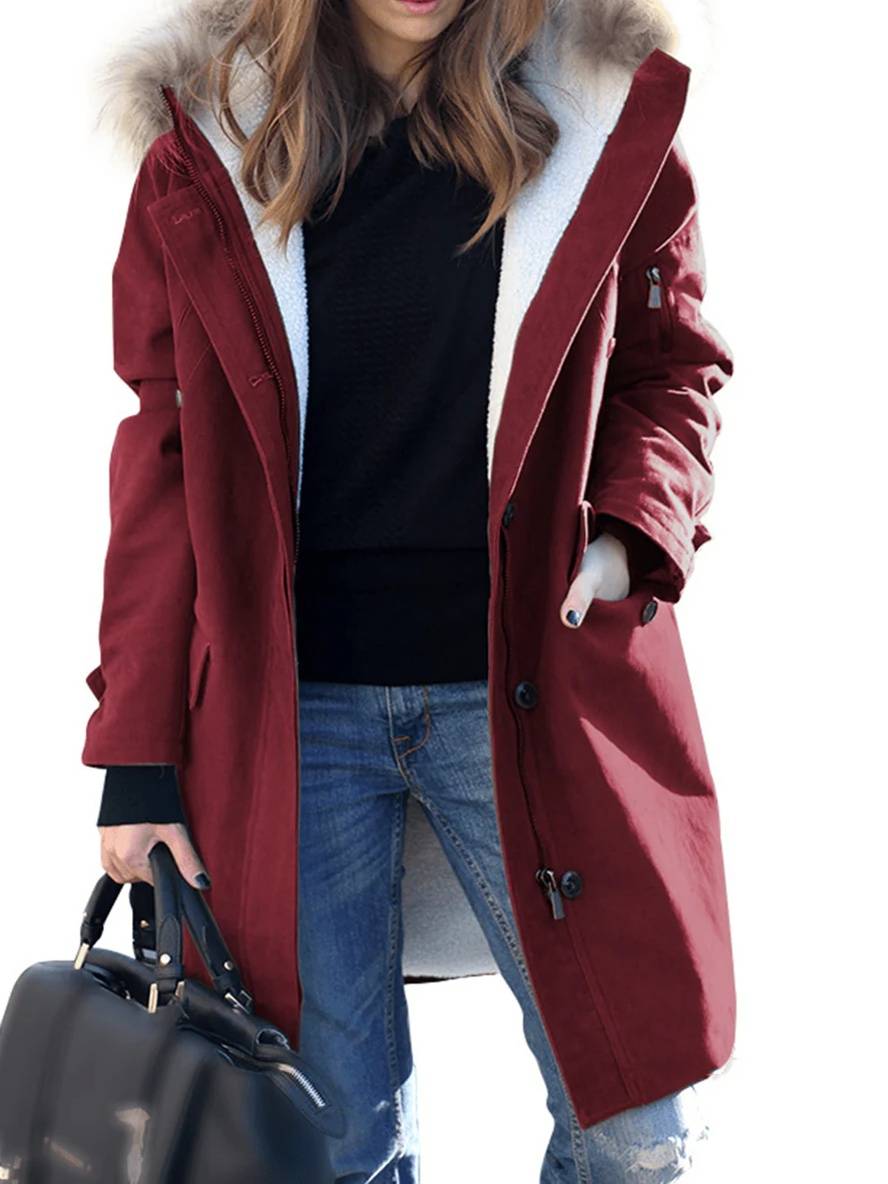 Krohn-e | Parka Jack - mid-langer Winterjacke mit Kapuze und Kunstpelz