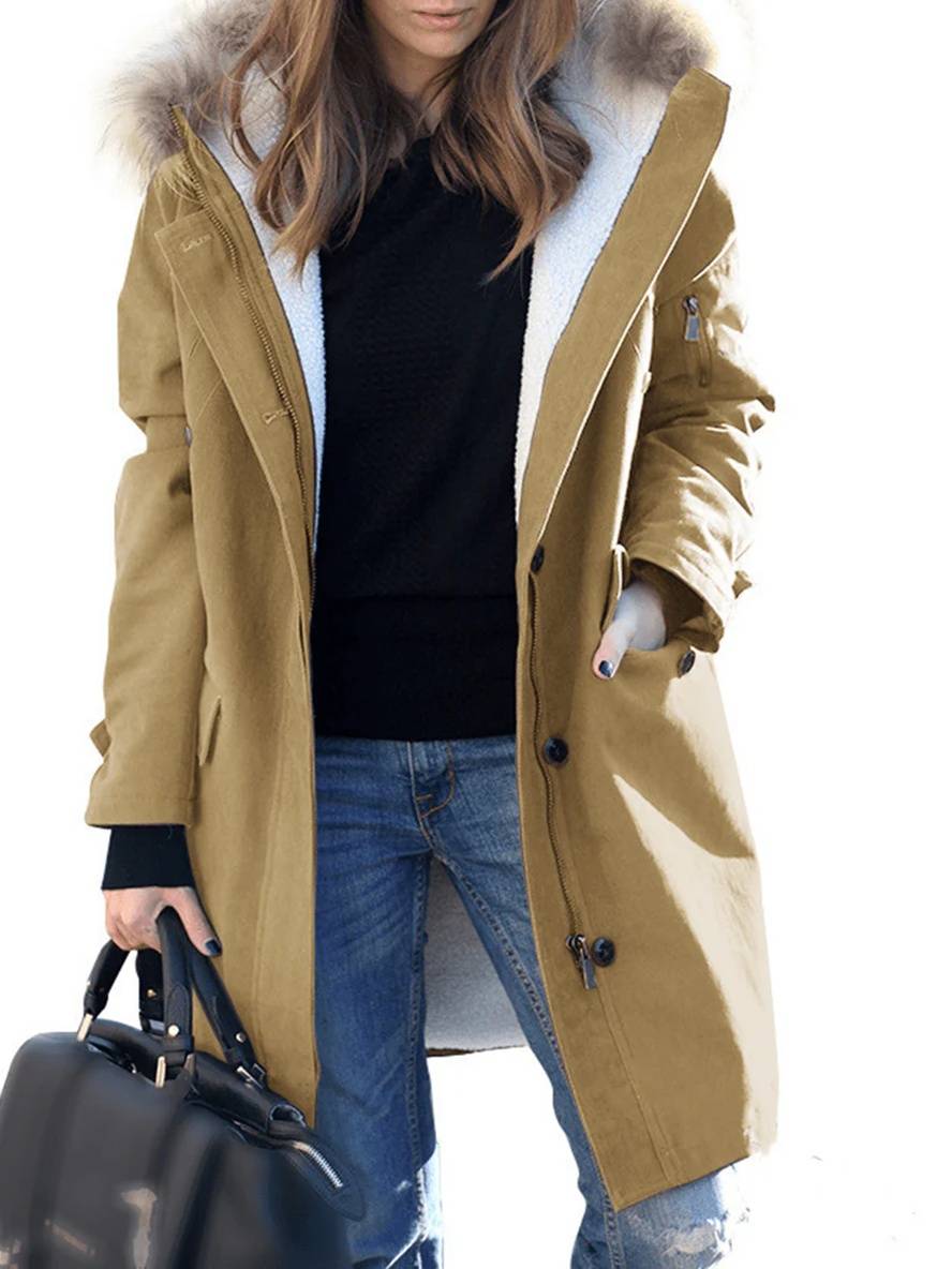 Krohn-e | Parka Jack - mid-langer Winterjacke mit Kapuze und Kunstpelz