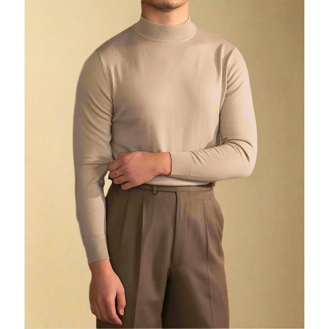 Elegantes Herren-Wollpullover mit Rollkragen in hoher Qualität