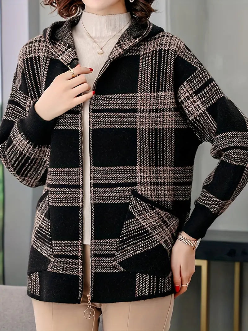 Ellvinna:  Stylish Graphic Print Zip-Up Hoodie