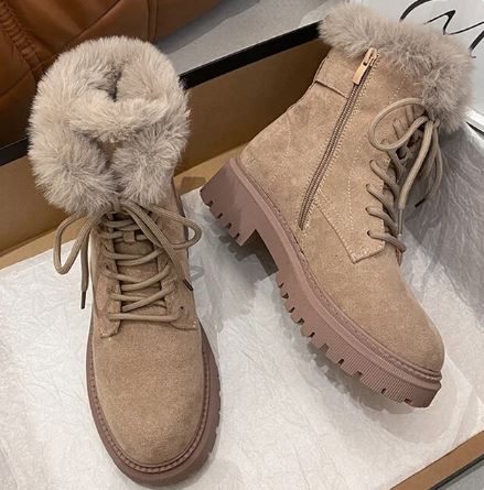 Krohn-e | Winter Wildlederstiefel mit Seitlichem Reißverschluss und Integriertem Fell