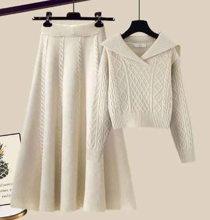 Krohn-e | Zweiteiliges Satz Bestehend Aus Gestricktem Pullover und Halbrock