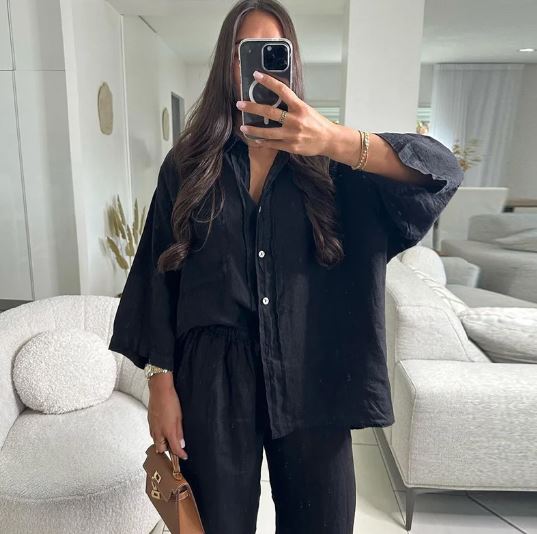 Eloise Langarm-Oberteil und Hose Set aus Seide und Baumwolle