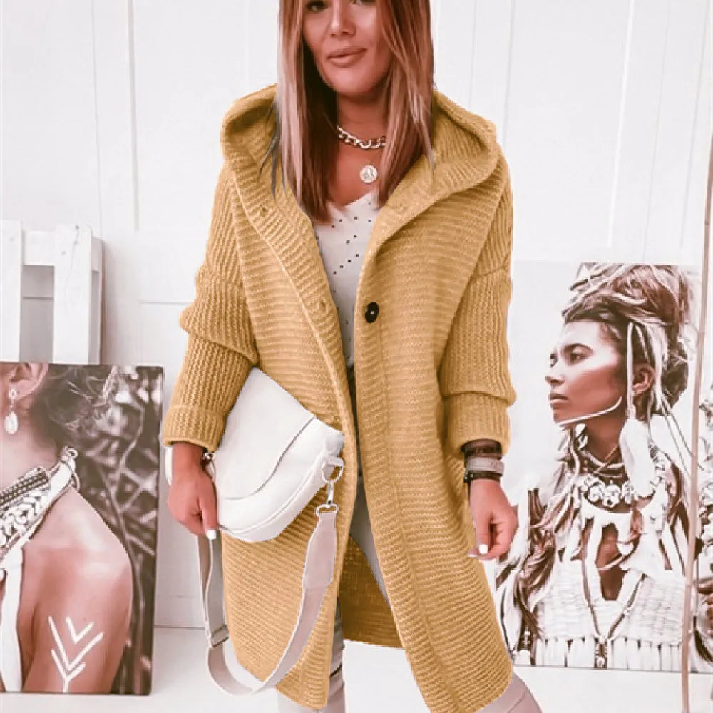 Krohn-e | Strick Kapuzenpullover Cardigan mit Knöpfen