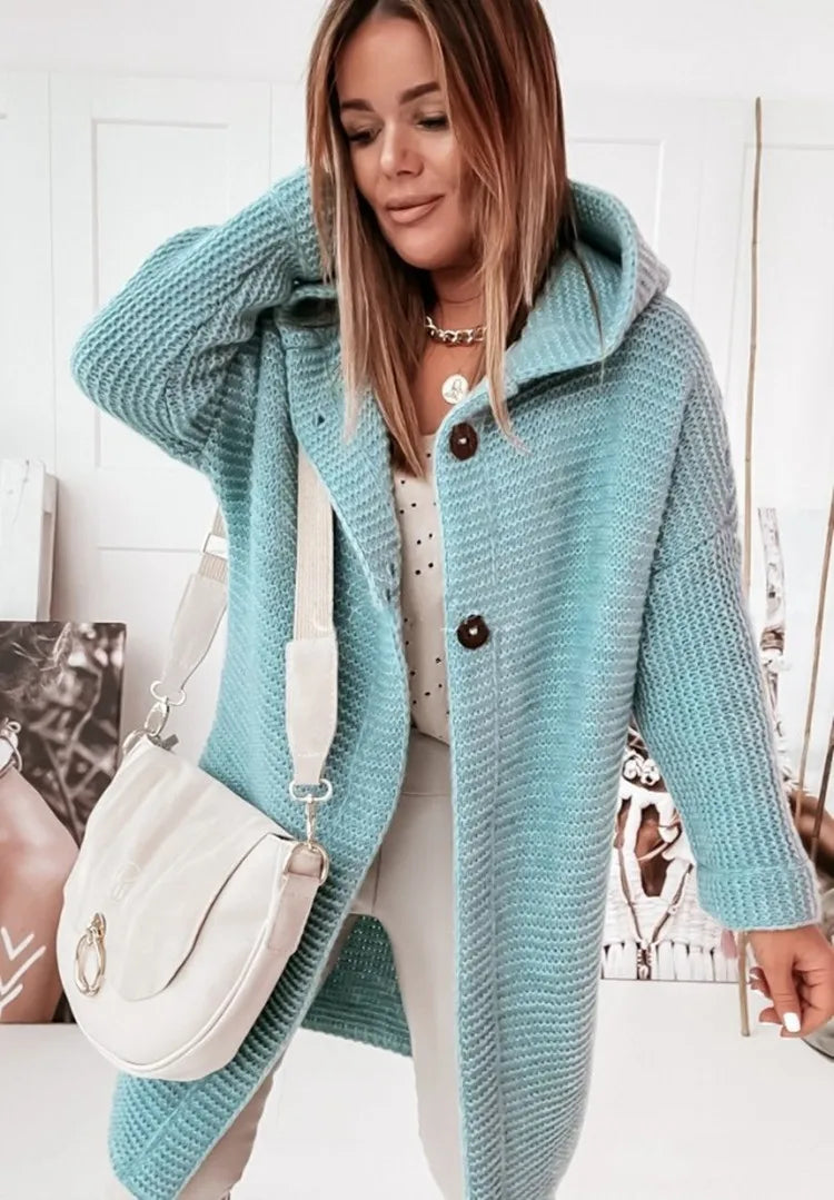 Krohn-e | Strick Kapuzenpullover Cardigan mit Knöpfen