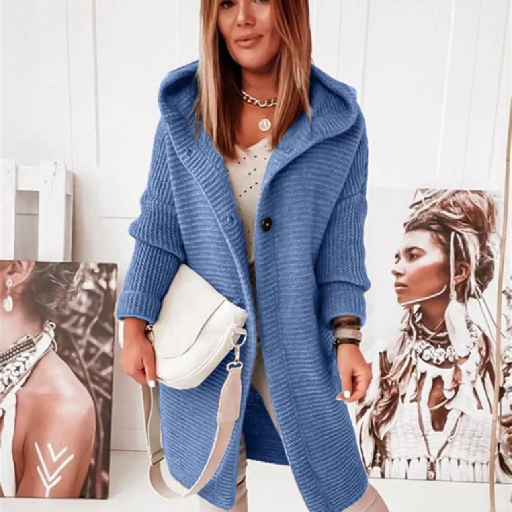 Krohn-e | Strick Kapuzenpullover Cardigan mit Knöpfen