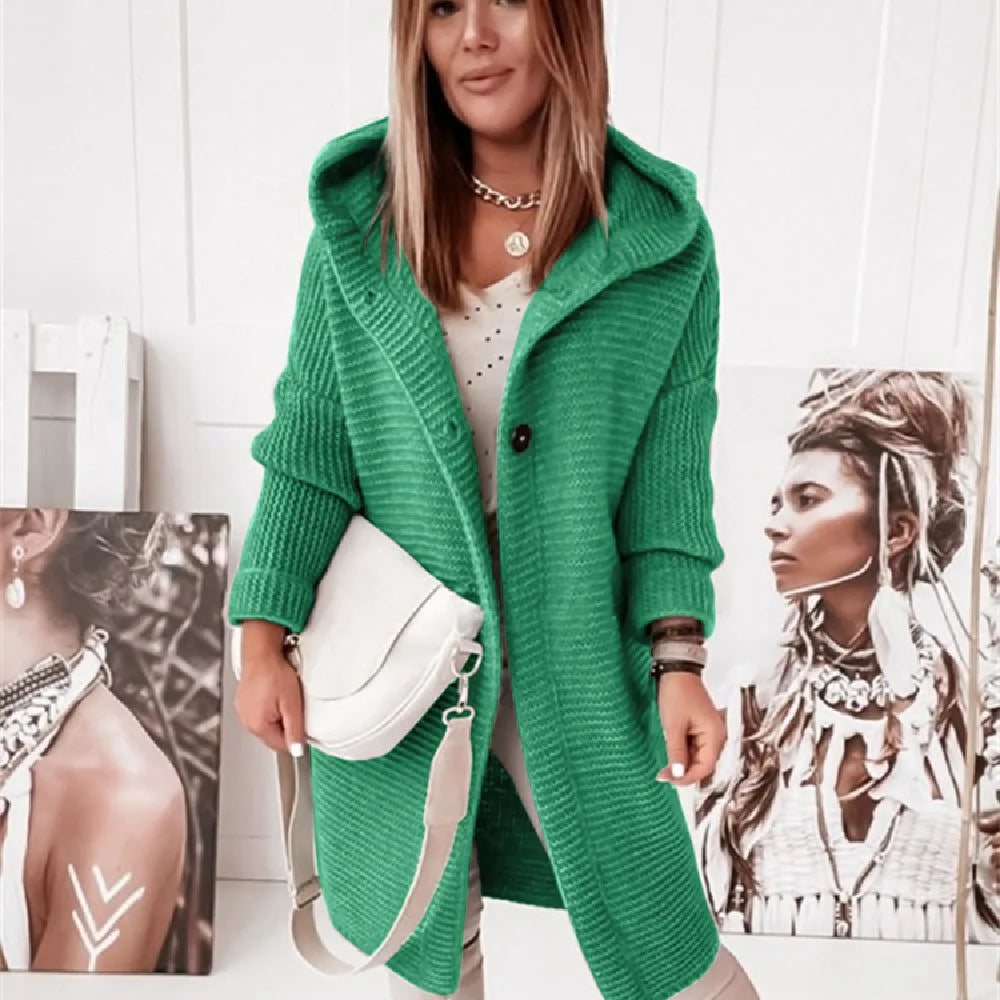 Krohn-e | Strick Kapuzenpullover Cardigan mit Knöpfen