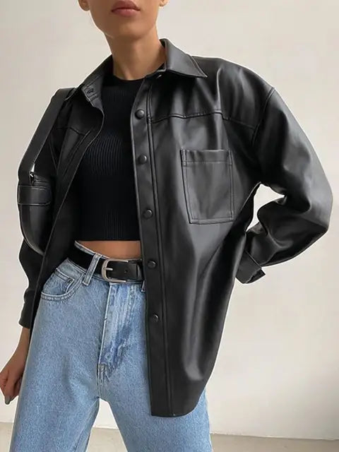 Krohn-e | Lederjacke mit langen Ärmeln