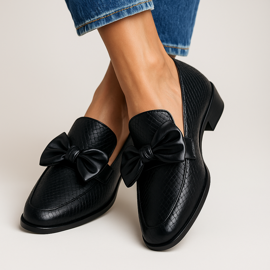 KROHN-E Damen Loafer Schleife Klassisch Komfortabel Braun