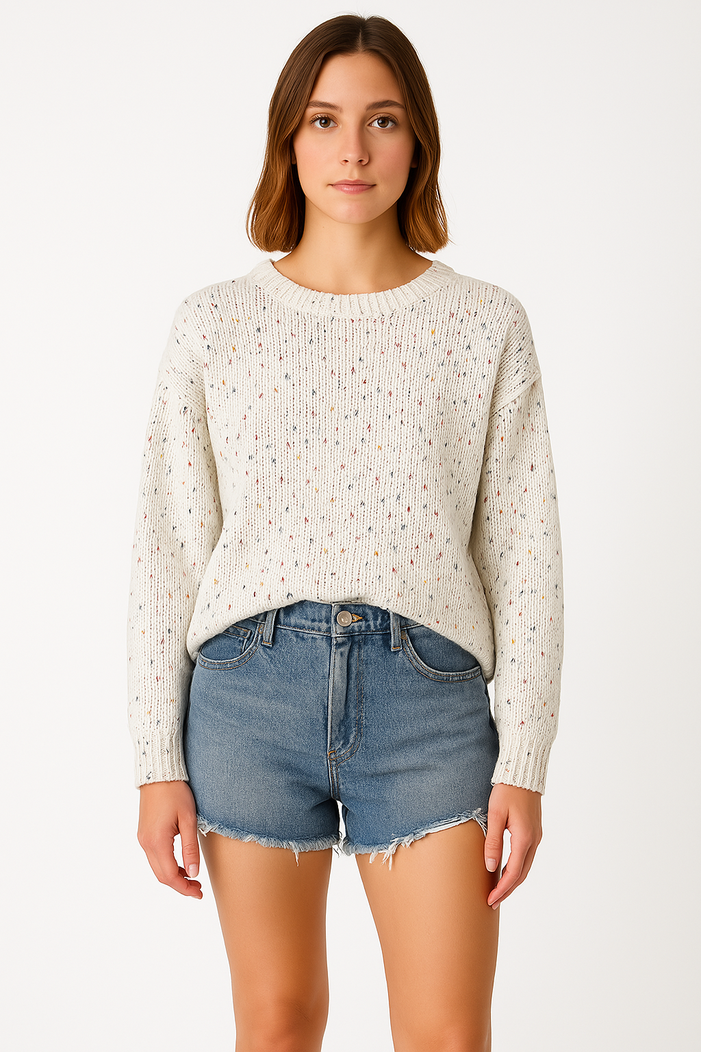 Krohn-e | Pullover Lockere Passform Strickstoff Rippbesatz Meliertes Muster