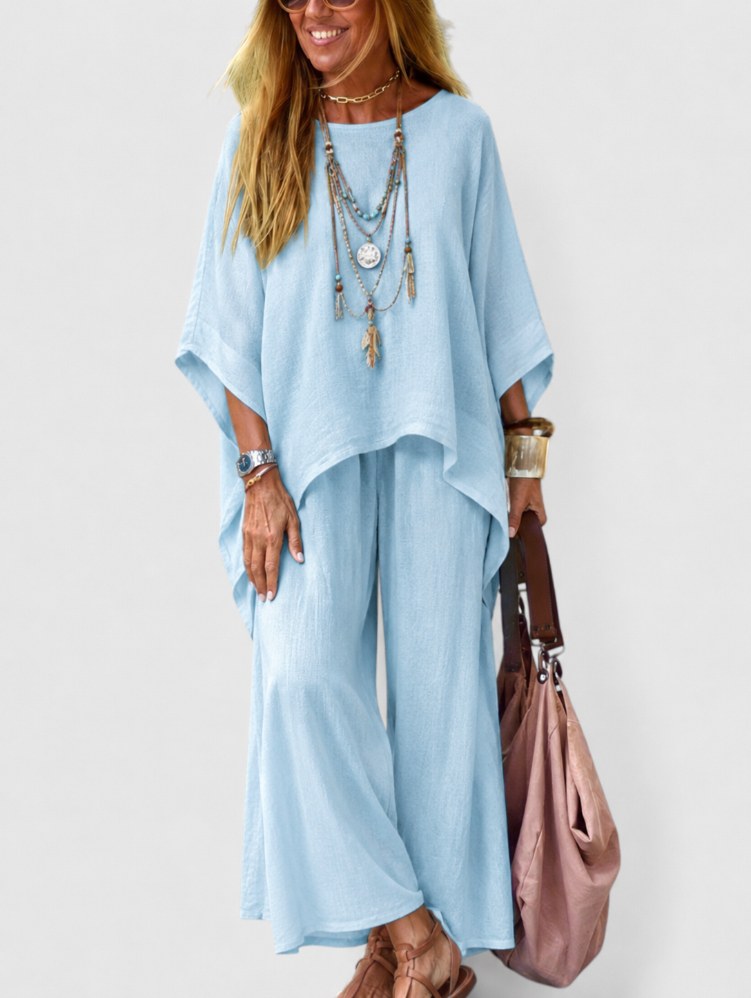 Sandy | Damen Zweiteiler Maxikleid mit Top Optik Sommeroutfit