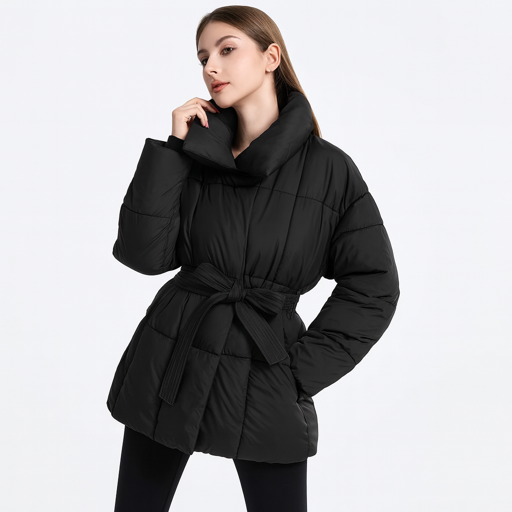 Krohn-e | Trendy Damen Winterjacke mit verstellbarem Gürtel