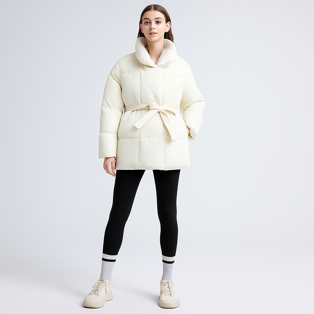 Krohn-e | Trendy Damen Winterjacke mit verstellbarem Gürtel
