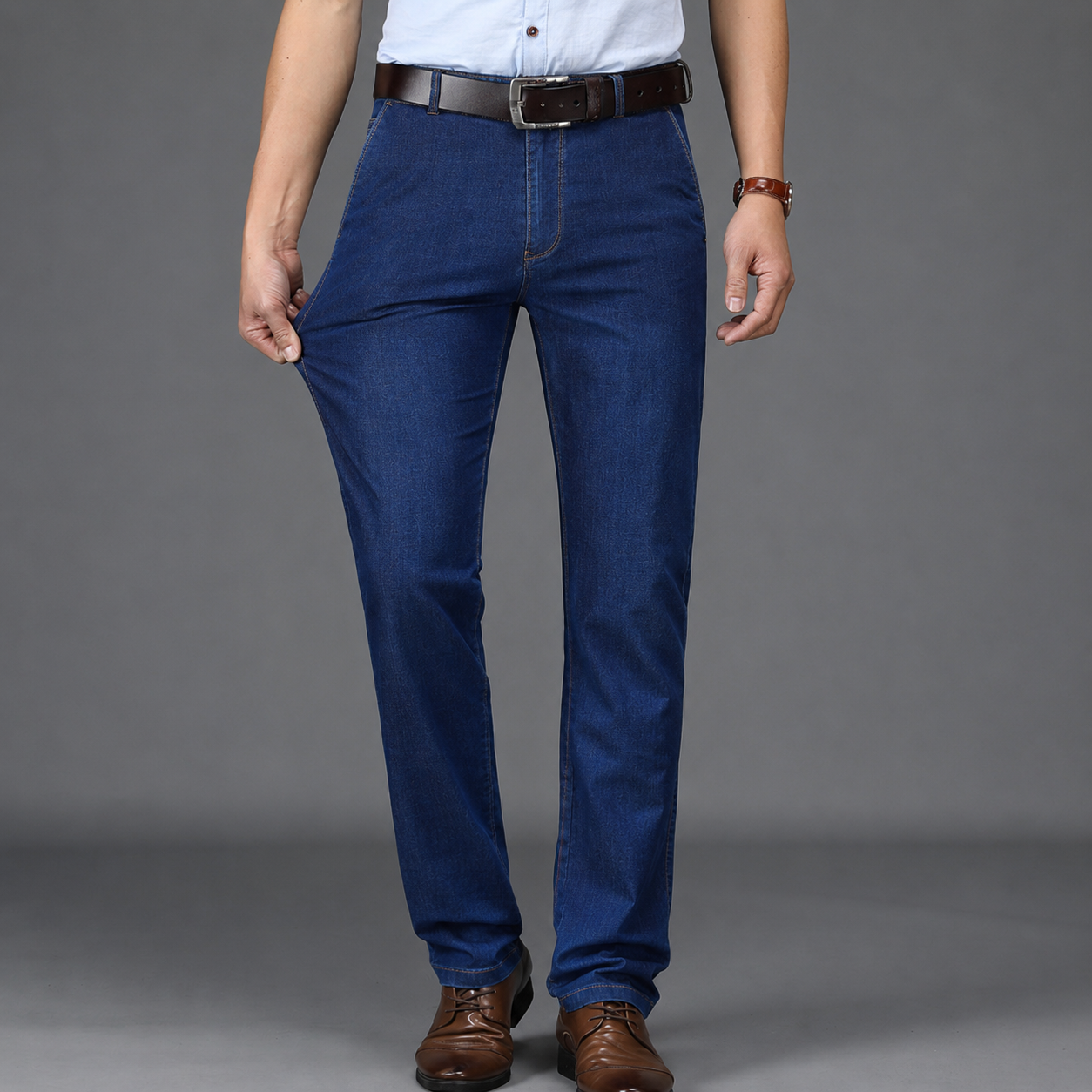 Jom | Herren Stretch Jeans Straight Fit Hoher Bund
