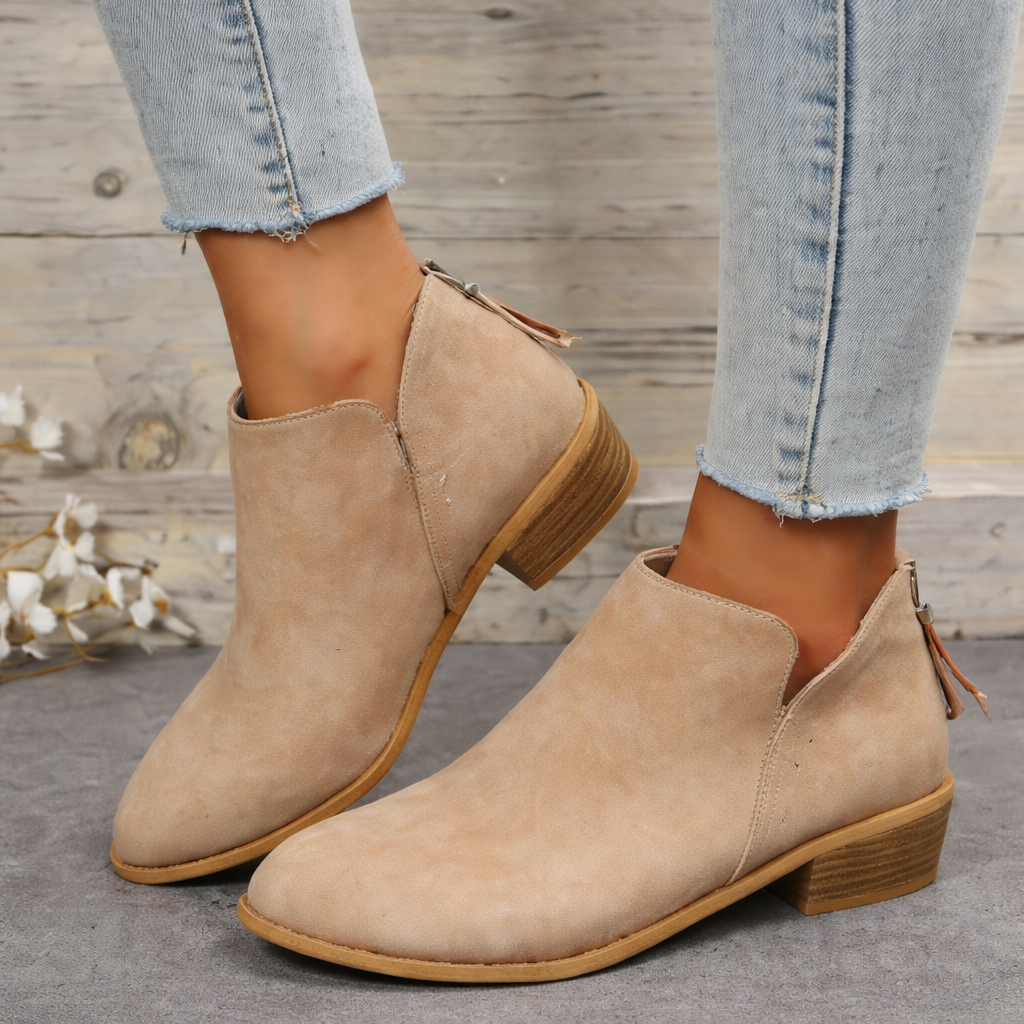 KROHN-E Damen Ankle Boots Blockabsatz vielseitig elegant