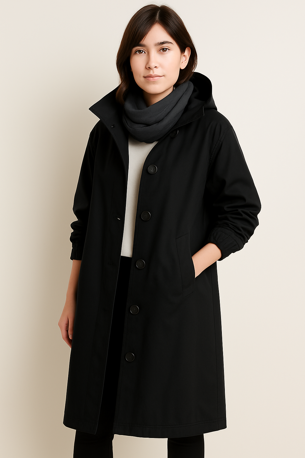 Krohn-e | Damen Trenchcoat mit Kapuze