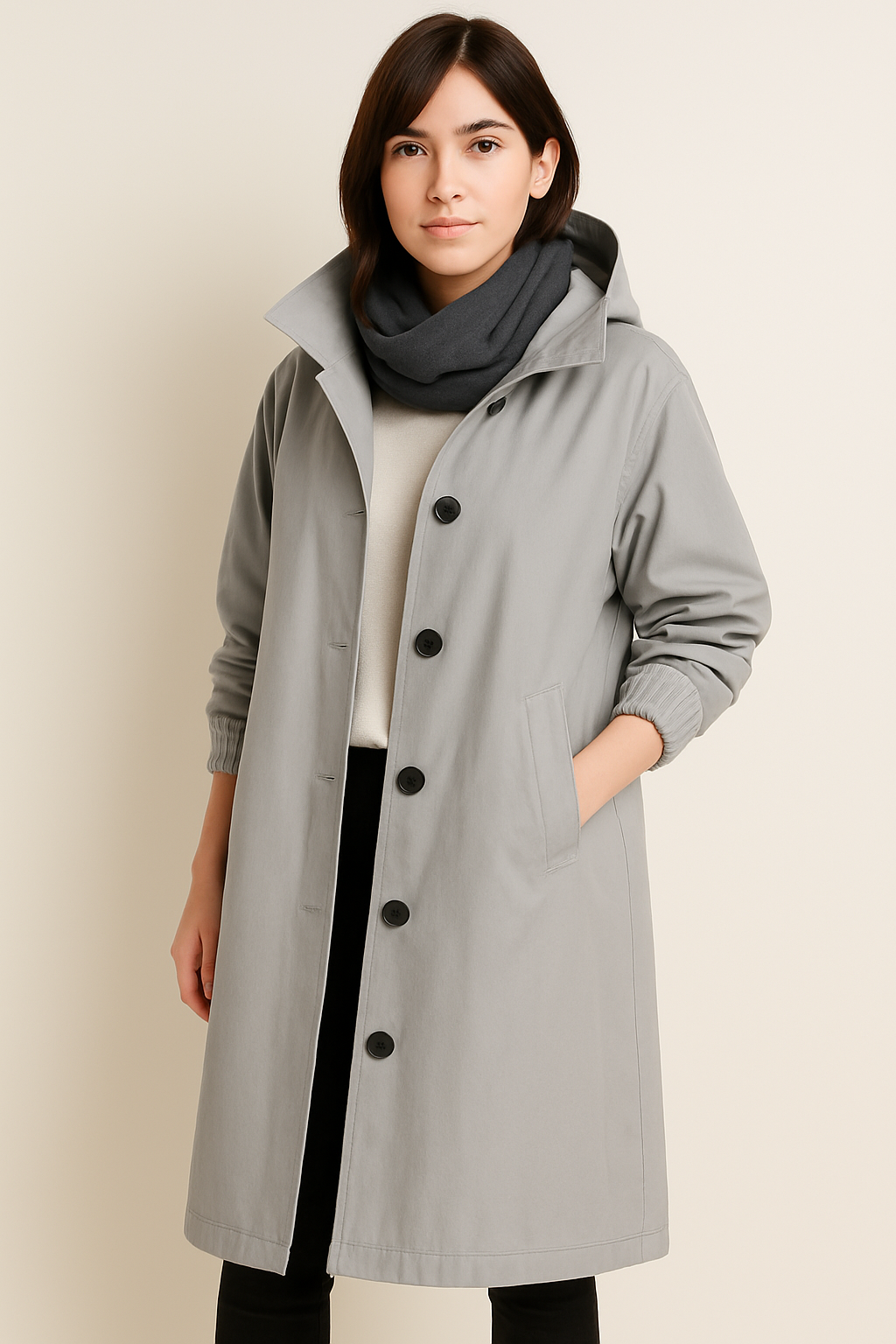 Krohn-e | Damen Trenchcoat mit Kapuze