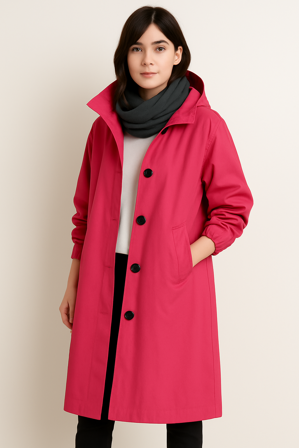 Krohn-e | Damen Trenchcoat mit Kapuze