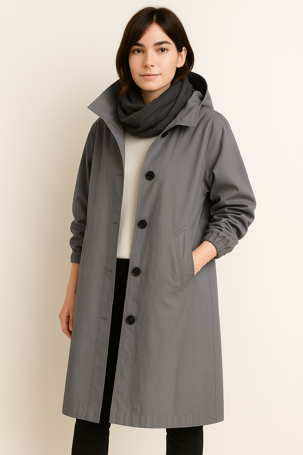 Krohn-e | Damen Trenchcoat mit Kapuze