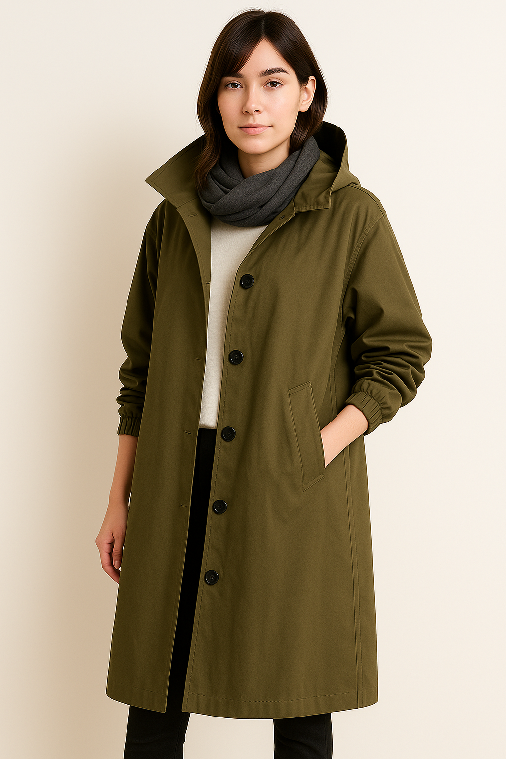 Krohn-e | Damen Trenchcoat mit Kapuze