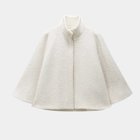 Krohn-e | High Neck Cape Mantel Elegante a Linien Swing Jacke