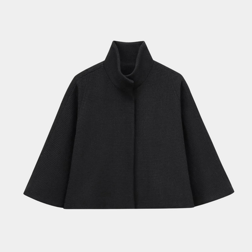 Krohn-e | High Neck Cape Mantel Elegante a Linien Swing Jacke