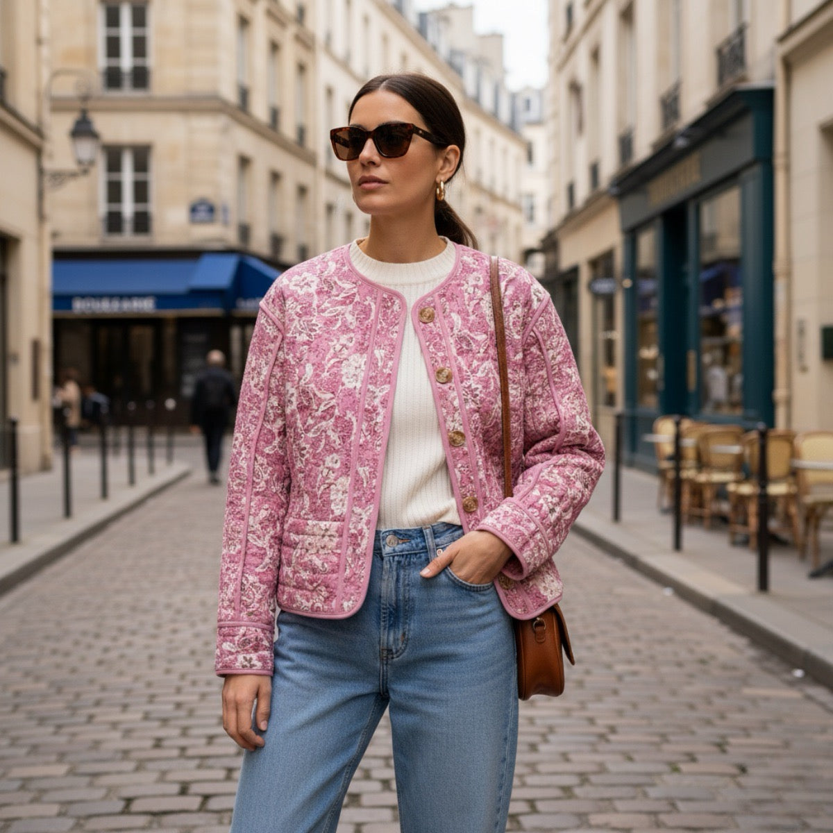 Krohn-e | Blümchen-Steppjacke Gefüttert Damen