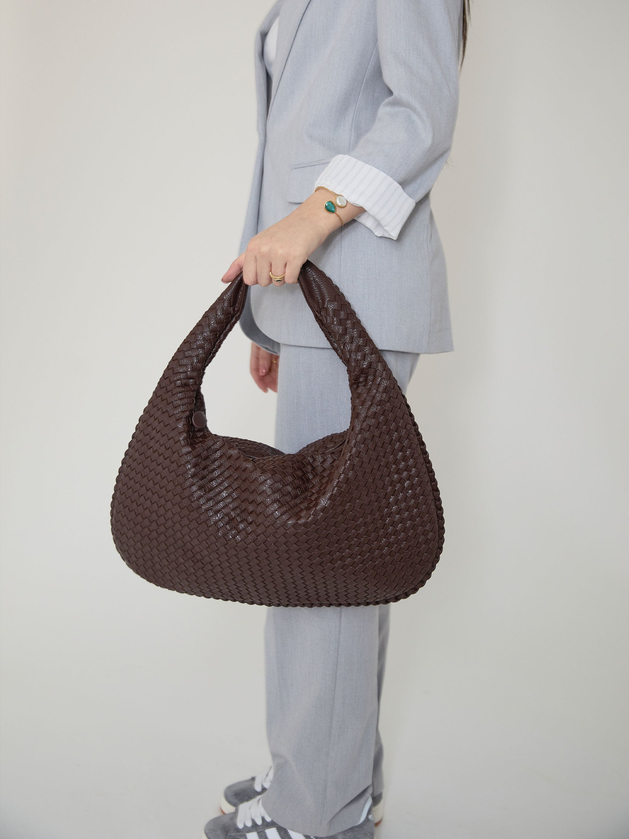 Krohn-e | Kaffee Damenhandtasche Mit Geflochtenem Stilvollen Design - Krohn-e