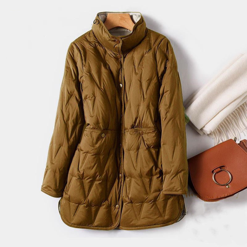 Krohn-e | Mock-Snap-Button Gesteppte Pufferjacke