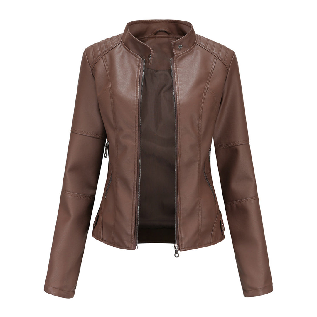 KROHN-E Damen Jacke Modern Strukturiert Asymmetrisch Reißverschluss Schwarz