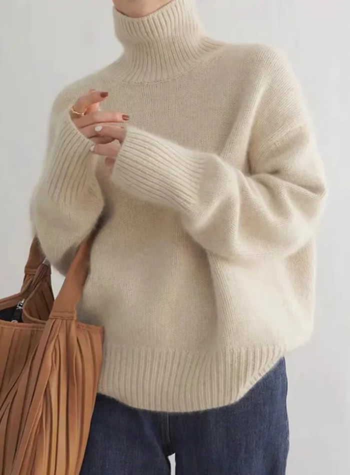 KROHN-E Damen Rollkragenpullover Weiche Strickware Gemütlich