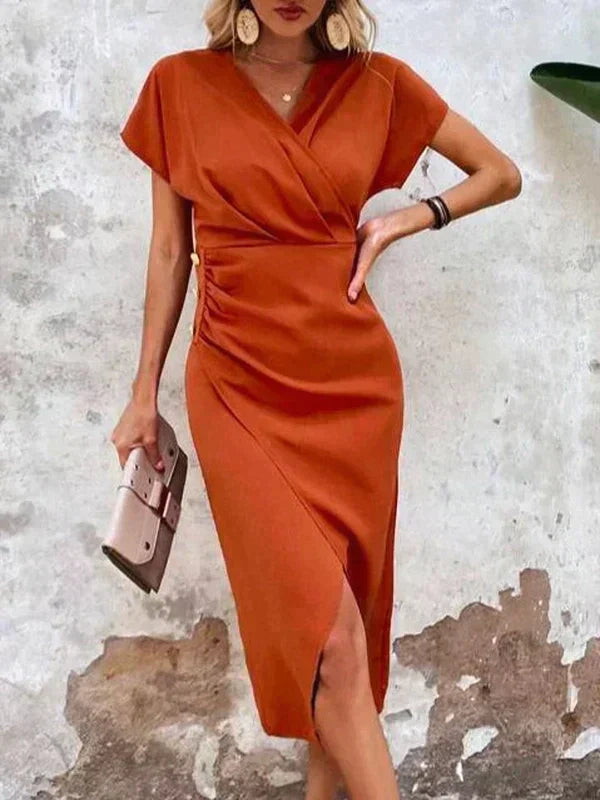 Midi-Kleid für Damen von Columba mit V-Ausschnitt
