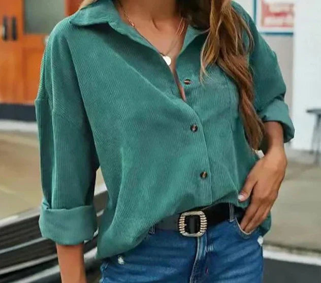 Grüne Cordbluse Ida