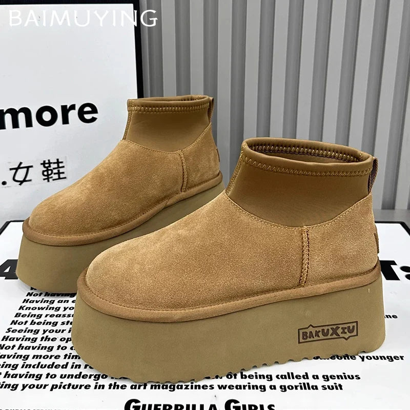 Enric Damen Schneestiefel mit Leopardenmuster Plateau