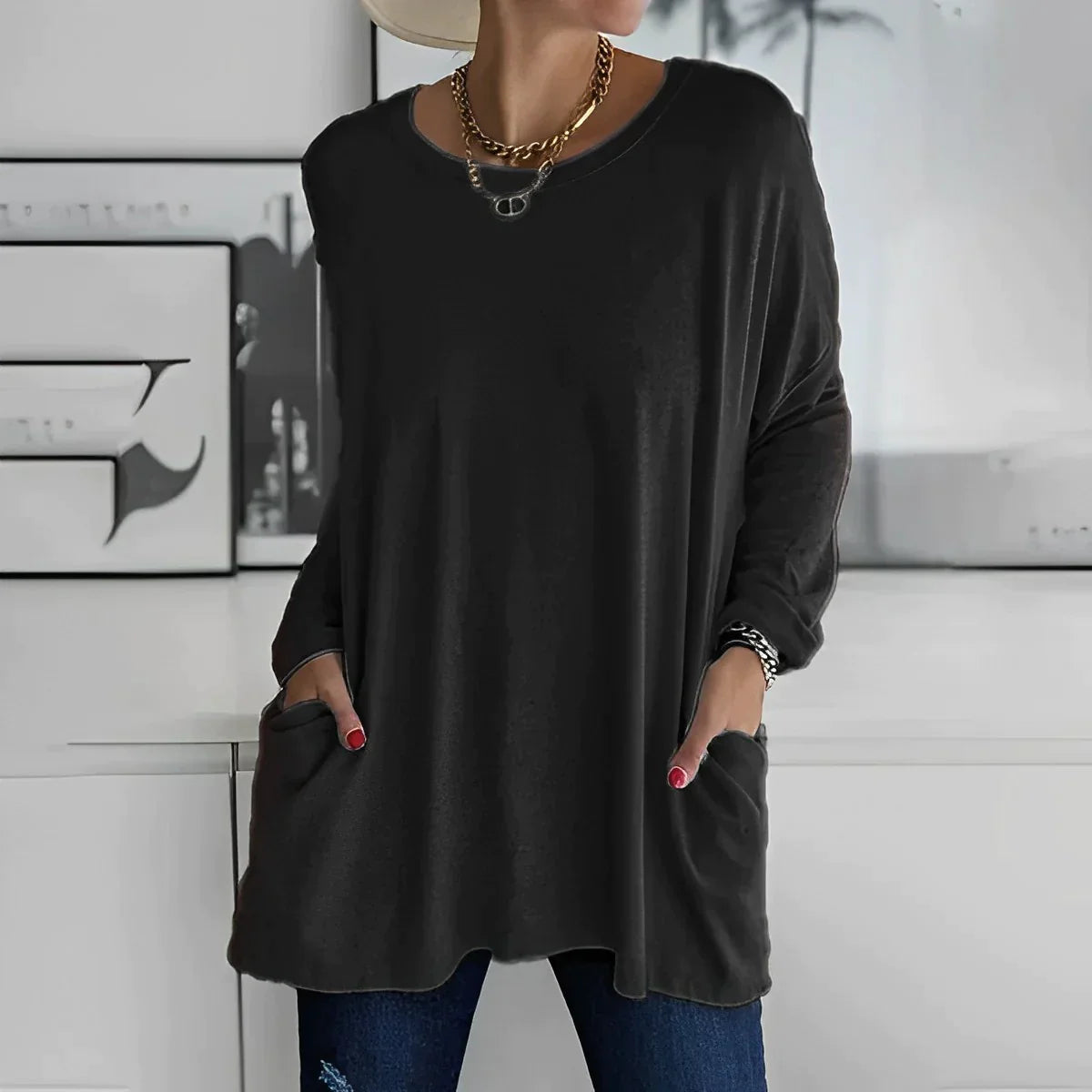 Langarmshirt mit Taschen – Modell Danna