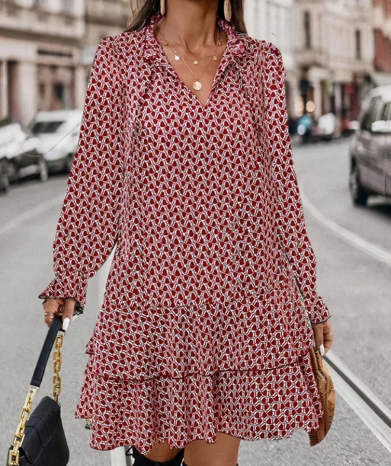 Kleid mit Rüschen und weiten Ärmeln - Deisy