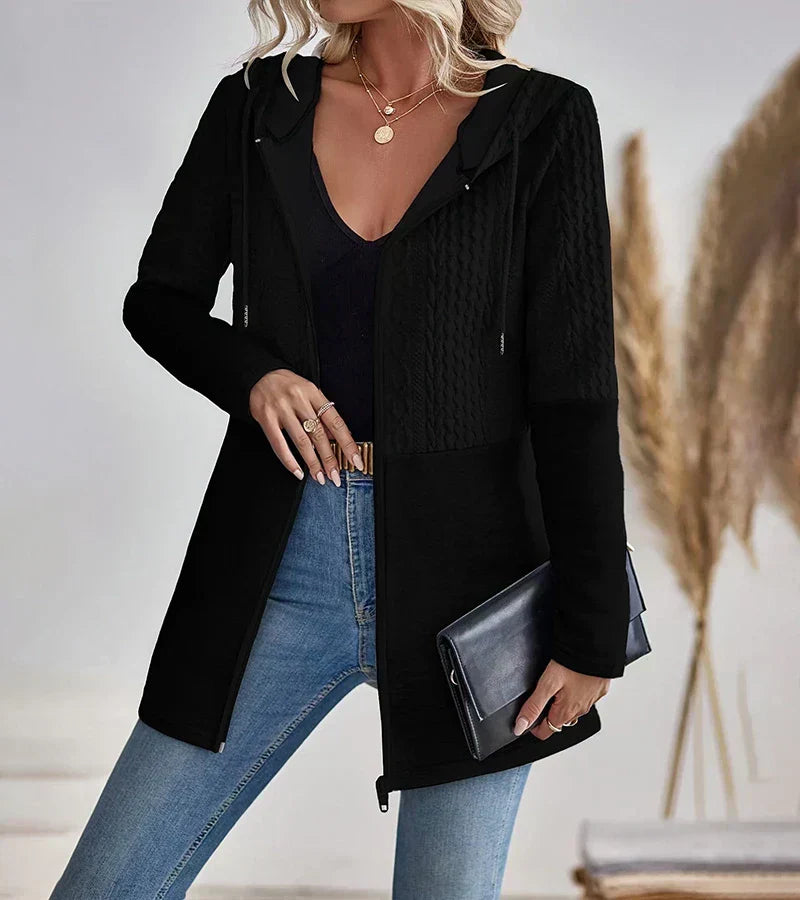 KROHN-E Damen Zip-Hoodie Kapuze Fronttaschen Relaxed Fit