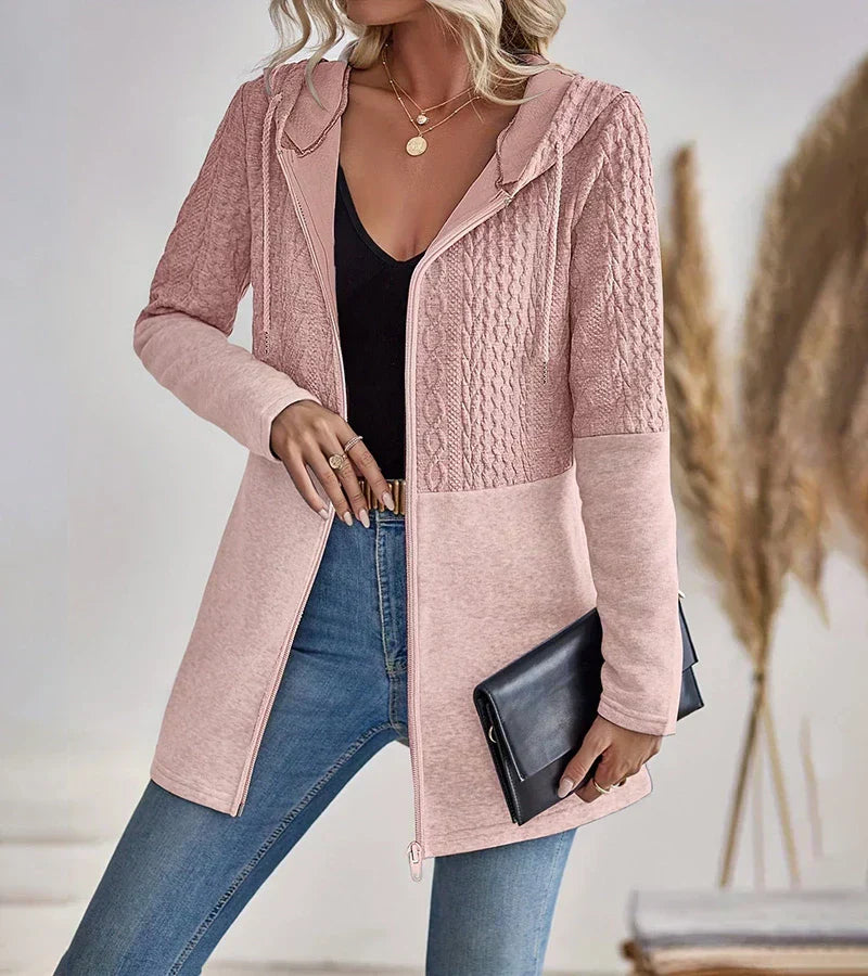 KROHN-E Damen Zip-Hoodie Kapuze Fronttaschen Relaxed Fit