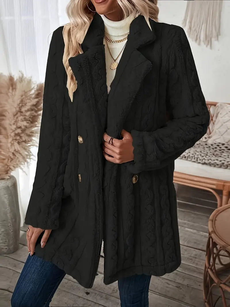 Krohn-e | Langer Strickmantel mit Revers für Damen - Winter