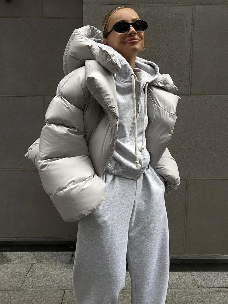 Krohn-e | Damenjacke mit Kapuze Warme Daunenjacke Im Kurzen Modell