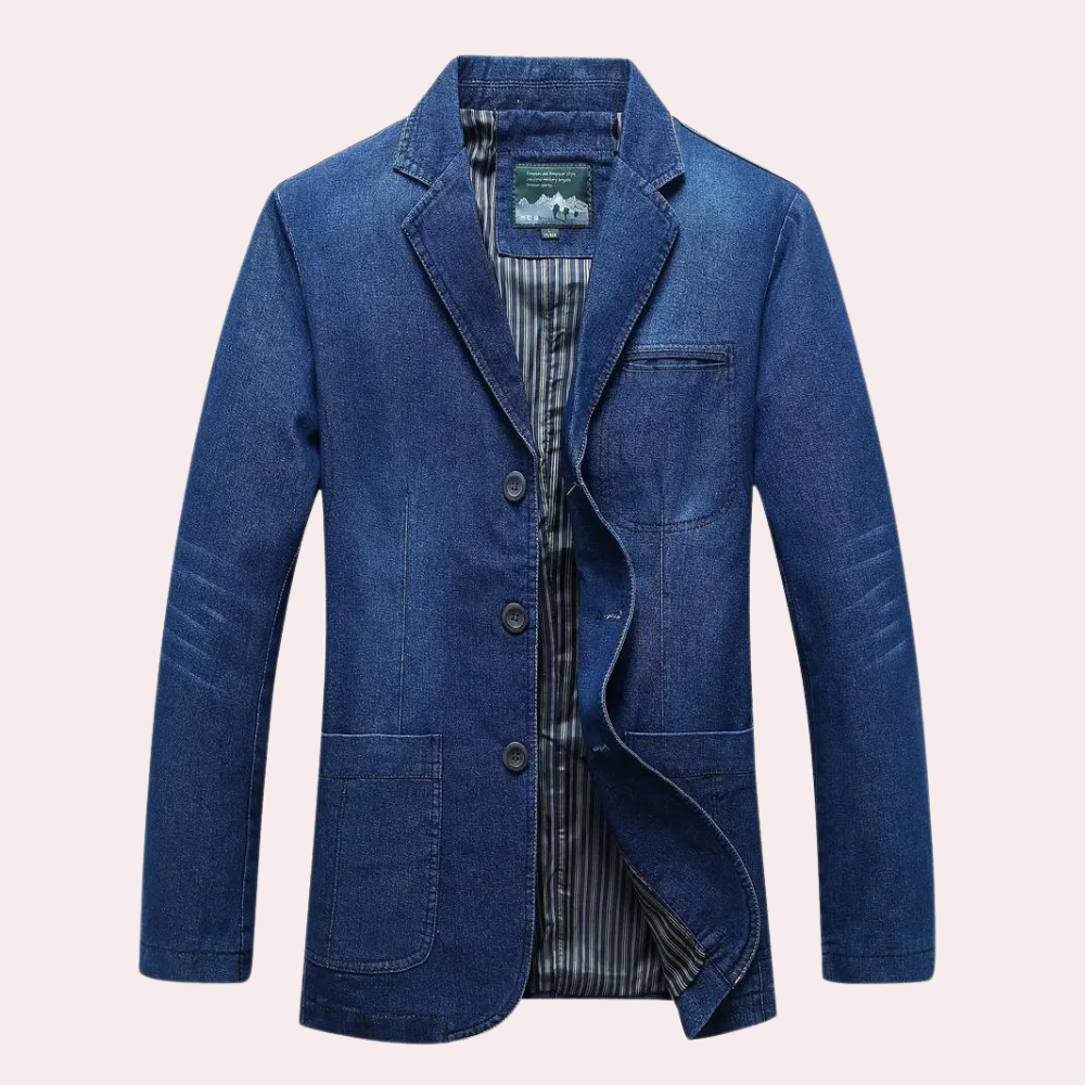 Modernes Design: Klassischer Denim-Blazer LOGAN für den Mann