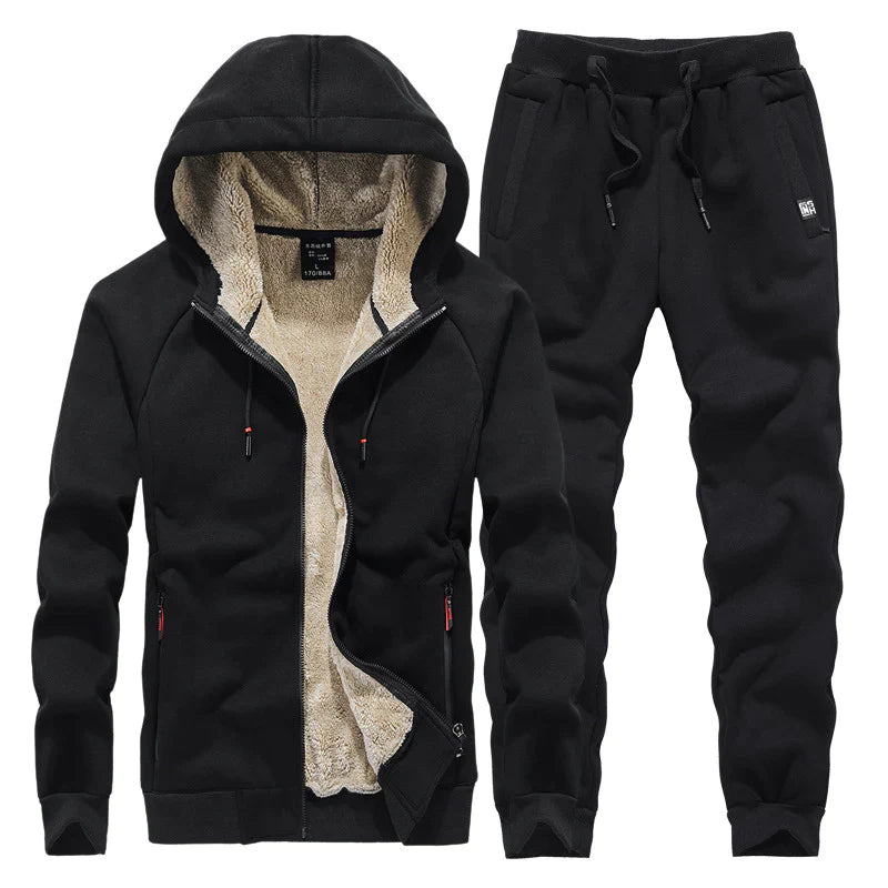 Entspanntes Herren-Trainingsanzugset mit Fleece-Futter
