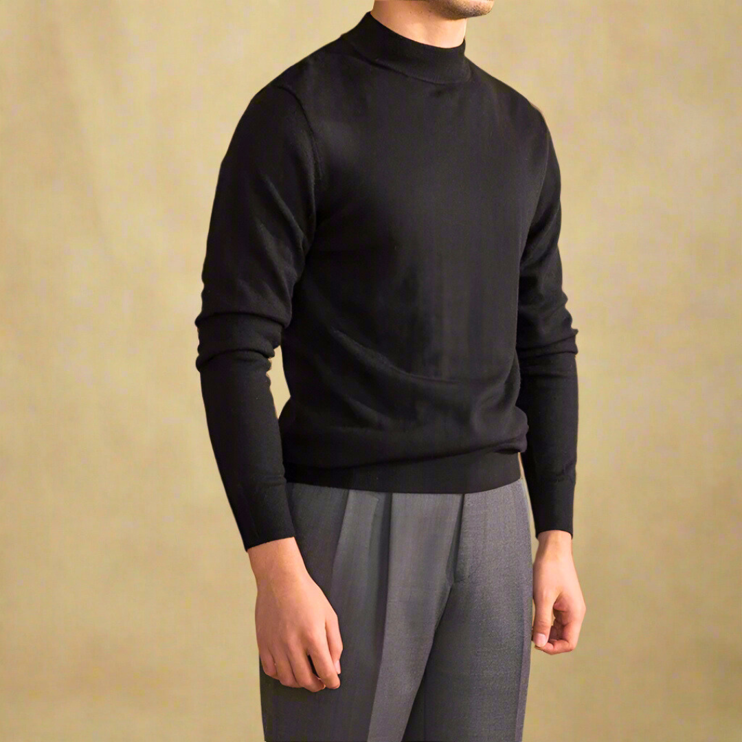 Elegantes Herren-Wollpullover mit Rollkragen in hoher Qualität