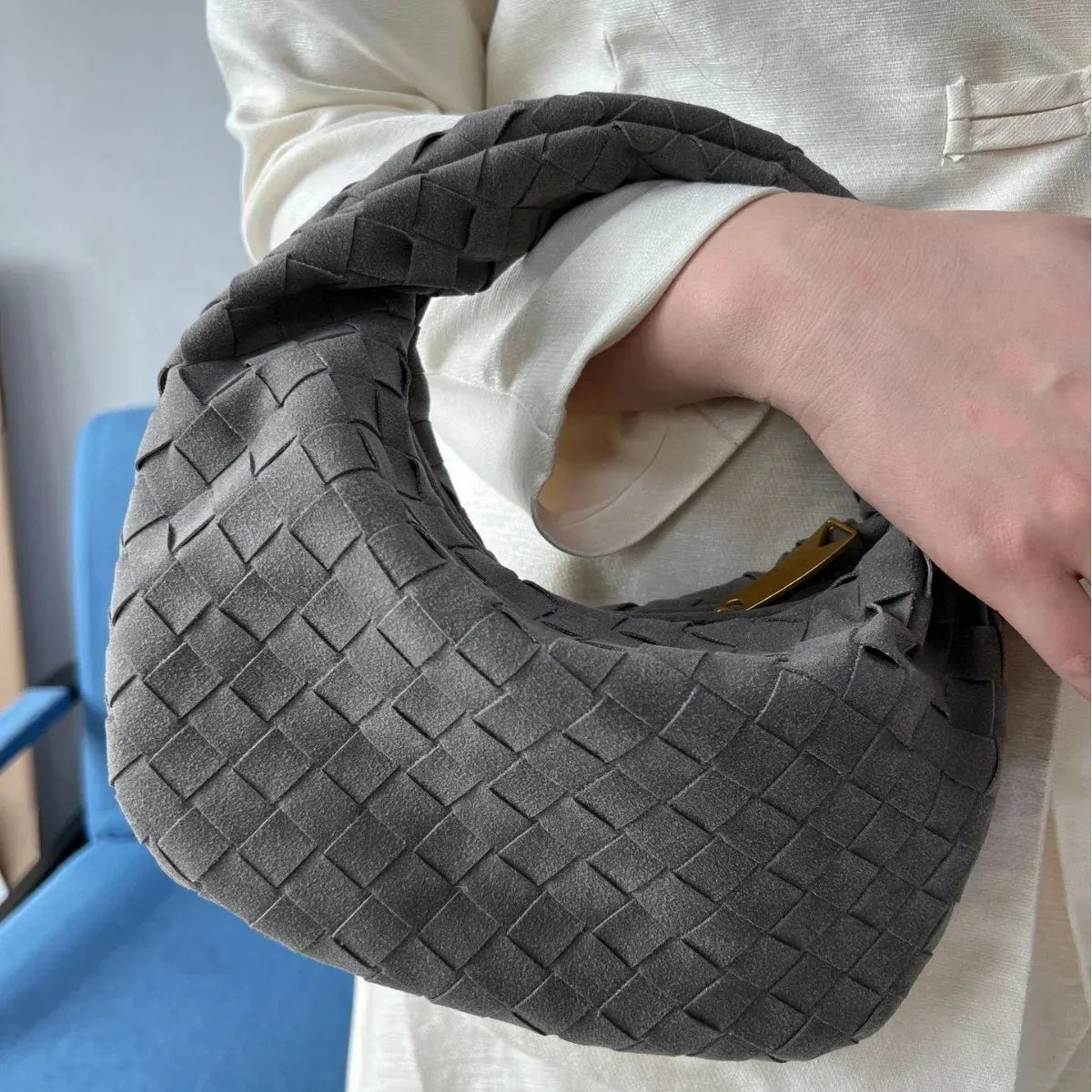 Krohn-e | Schicke Graue Gewebte Handtasche - Krohn-e