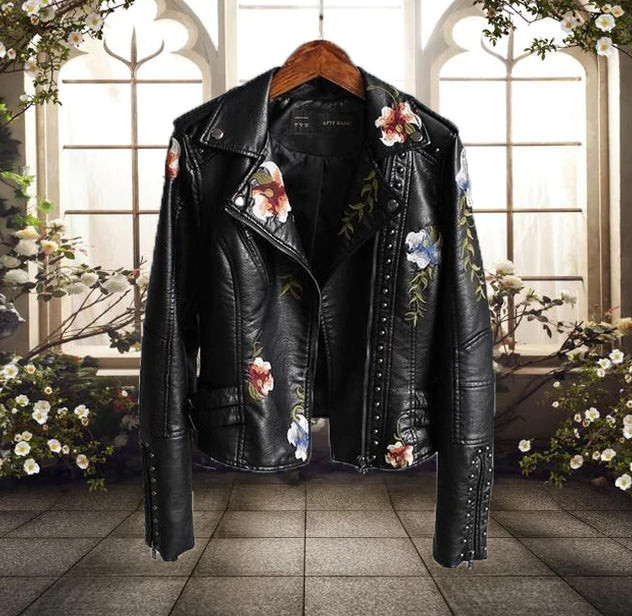 Krohn-e | Herbstjacke mit Blumen und Reißverschluss, Lässig