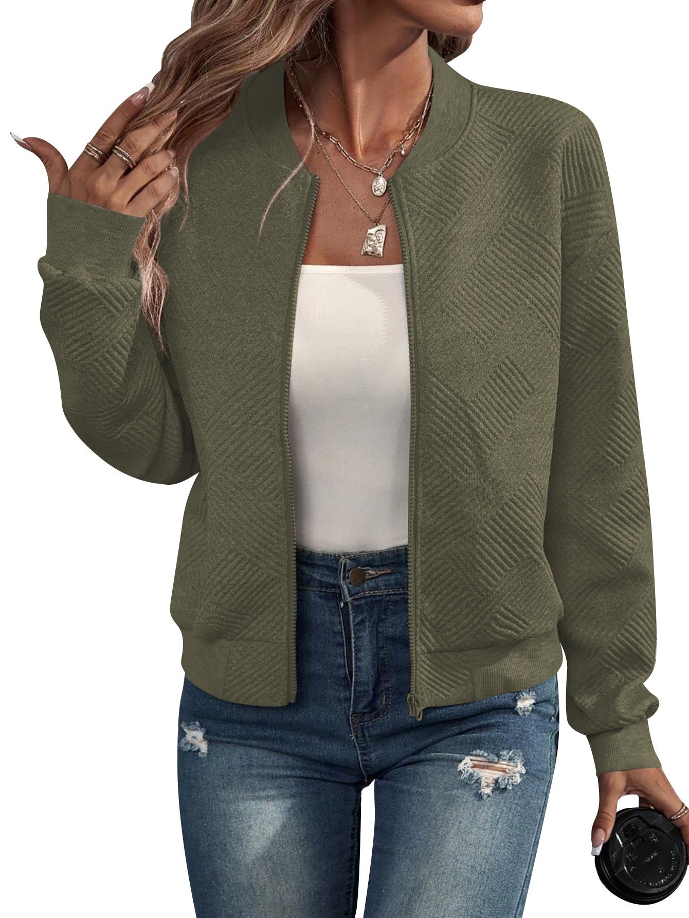 Krohn-e | Herbstjacke mit Reißverschluss und Muster, Casual